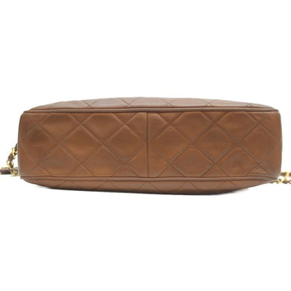 Chanel No 3 Lamb Ghardware Brown Matrasse Logo Zipper Chain Shoulder Bag