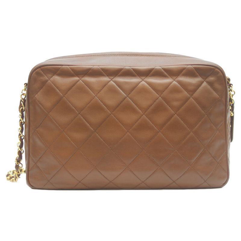 Chanel No 3 Lamb Ghardware Brown Matrasse Logo Zipper Chain Shoulder Bag