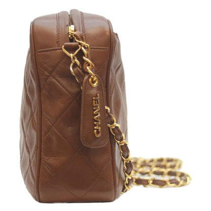 Chanel No 3 Lamb Ghardware Brown Matrasse Logo Zipper Chain Shoulder Bag