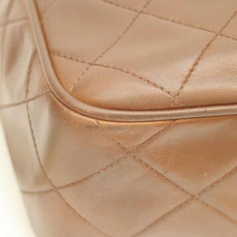 Chanel No 3 Lamb Ghardware Brown Matrasse Logo Zipper Chain Shoulder Bag