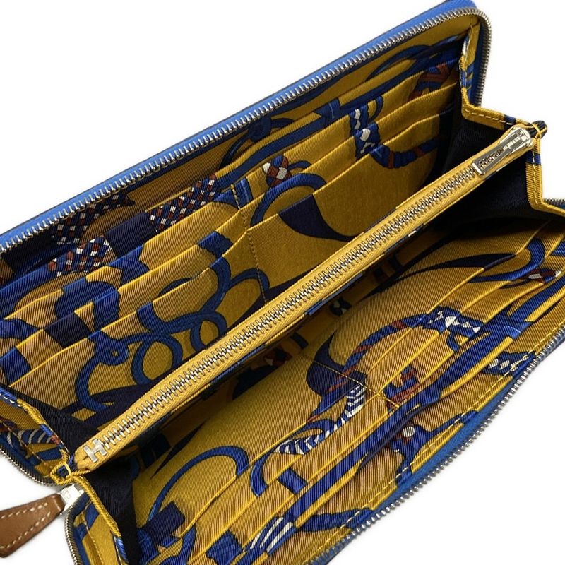 Hermes Azap Long Silk-in Blue Jellyge Panoplie Equestre / Silver Hardware