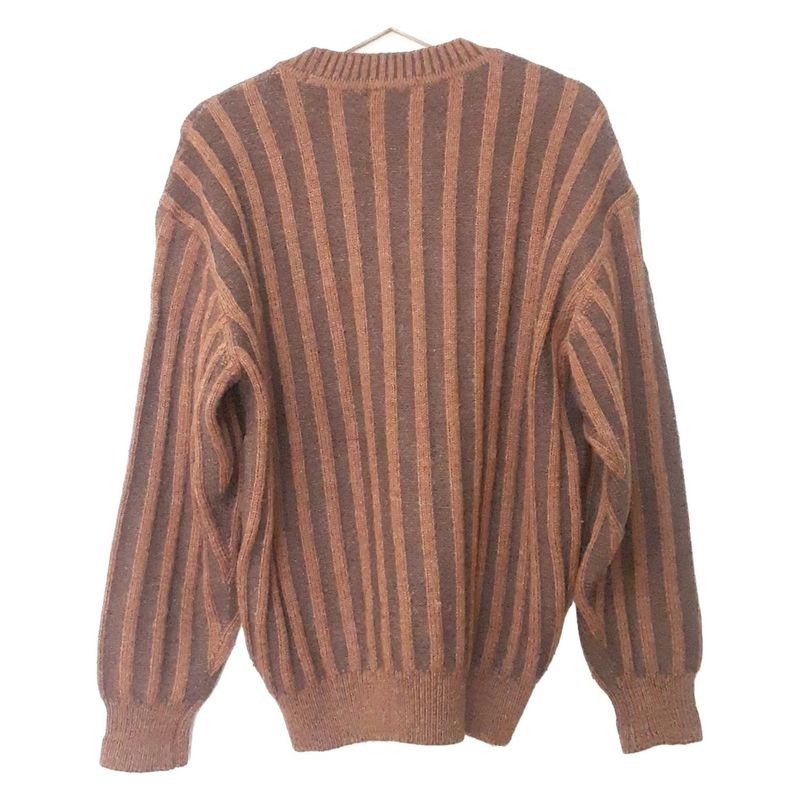 Yvessaint Laurent Long Sleeve Sweater Men's - Dark Brown And Brown Stripe