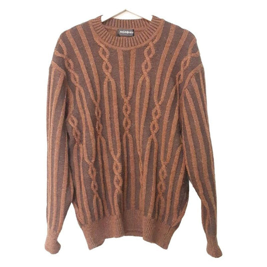 Yvessaint Laurent Long Sleeve Sweater Men's - Dark Brown And Brown Stripe