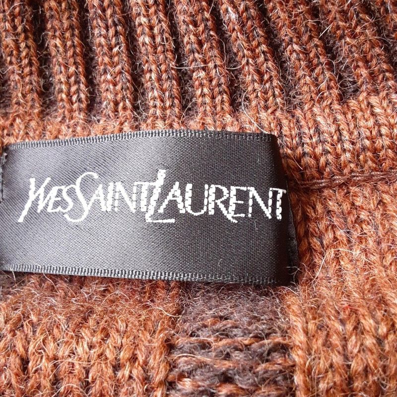 Yvessaint Laurent Long Sleeve Sweater Men's - Dark Brown And Brown Stripe
