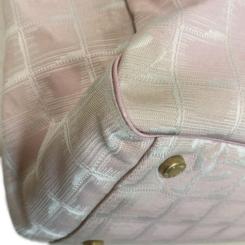 Chanel New Travel Line Tote GM Light Pink X White X Ivory Gold Hardware Leather