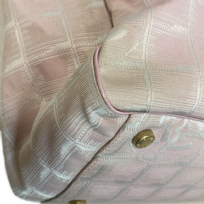 Chanel New Travel Line Tote GM Light Pink X White X Ivory Gold Hardware Leather