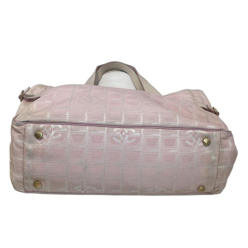 Chanel New Travel Line Tote GM Light Pink X White X Ivory Gold Hardware Leather