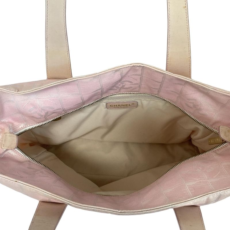 Chanel New Travel Line Tote GM Light Pink X White X Ivory Gold Hardware Leather