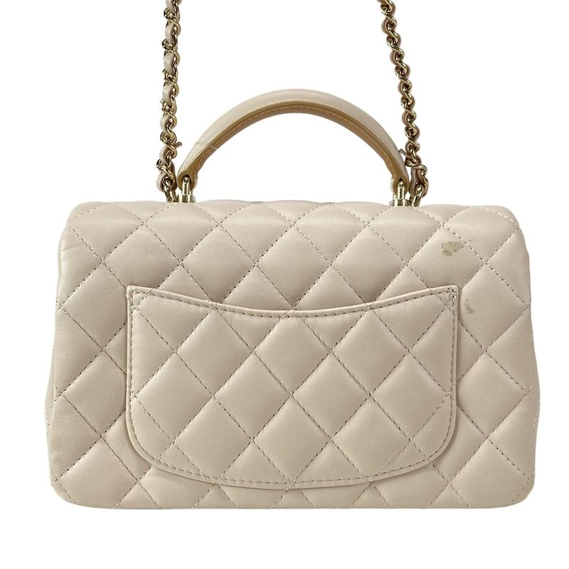 Chanel Shoulder Bag Top Handle Mini Flap Bagmatelasse As2431 Pink Beige Lambskin