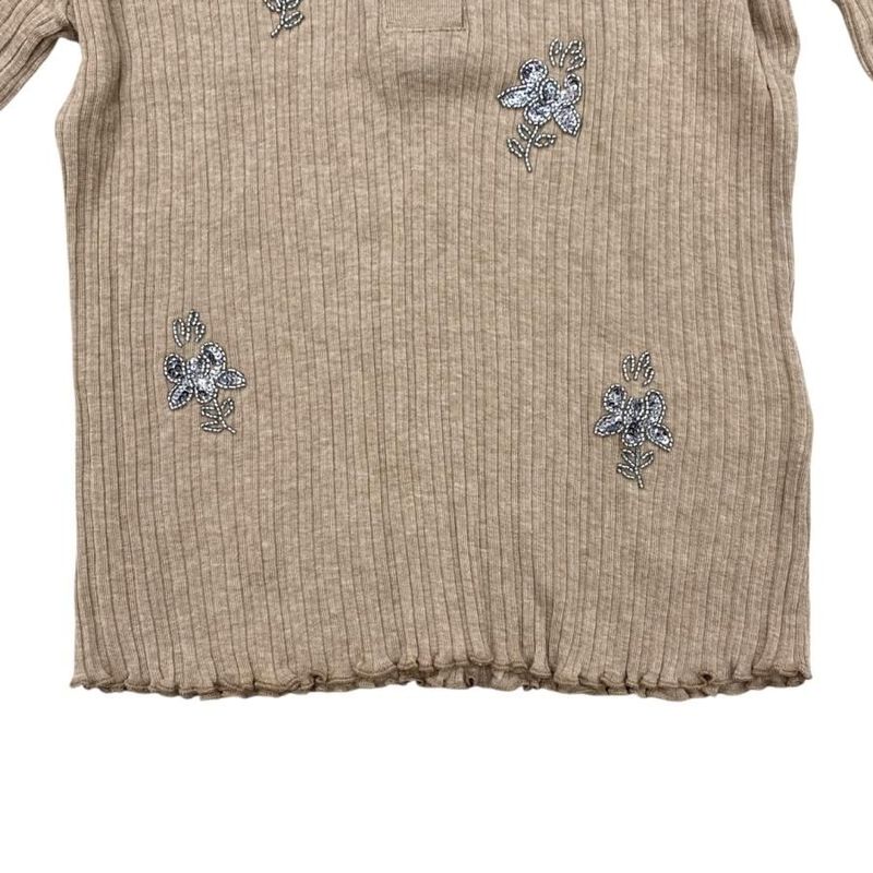 Fendi Short Sleeve Polo Shirt Knit Sweater Floral Motif Fs9713 Asng Size S