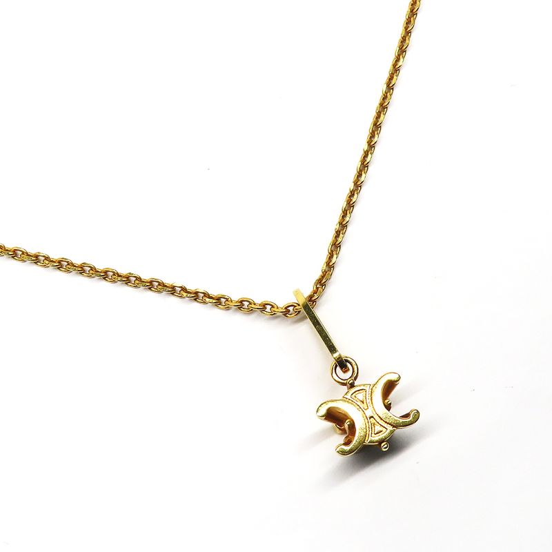 Celine Triomphe Solitaire Necklace Gold Finish Brass Accessory -