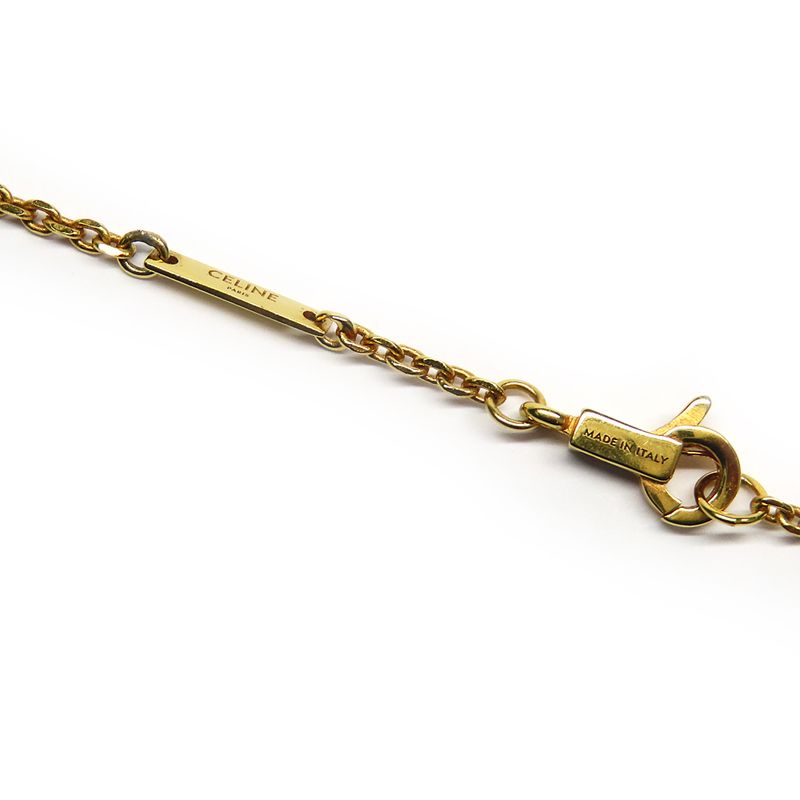 Celine Triomphe Solitaire Necklace Gold Finish Brass Accessory -