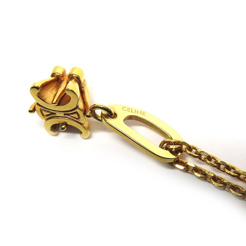 Celine Triomphe Solitaire Necklace Gold Finish Brass Accessory -
