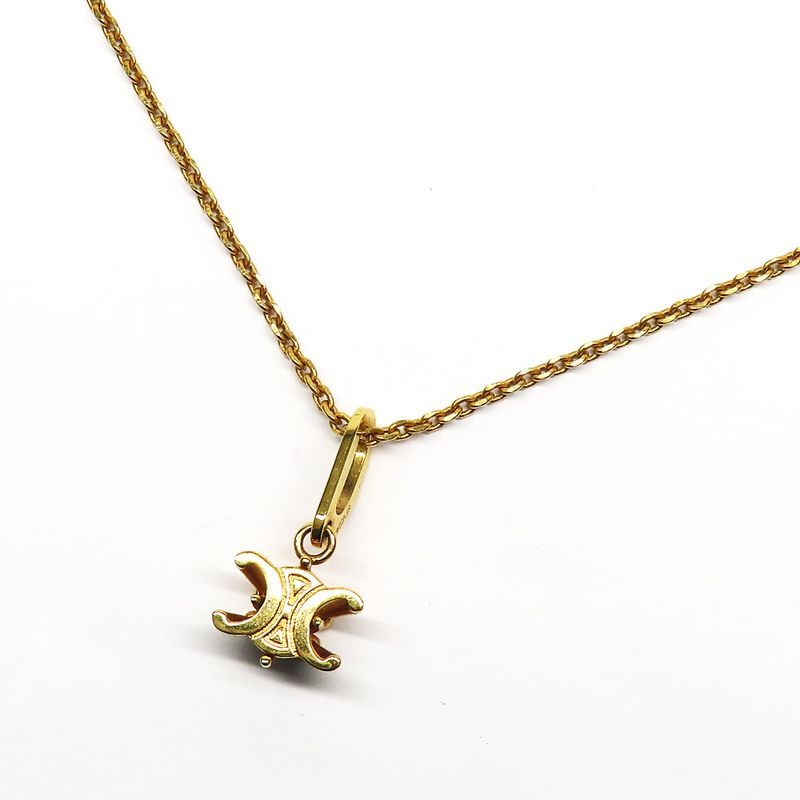 Celine Triomphe Solitaire Necklace Gold Finish Brass Accessory -