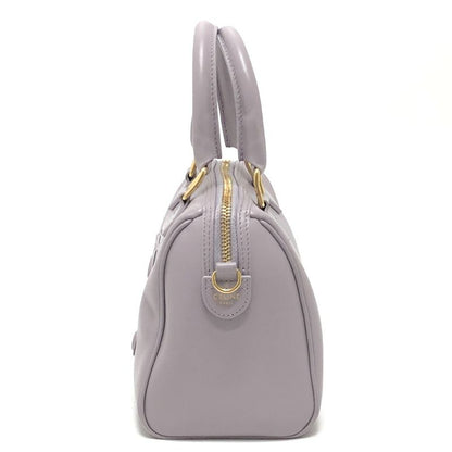 Celine Boston Bag Triomphe Leather Purple
