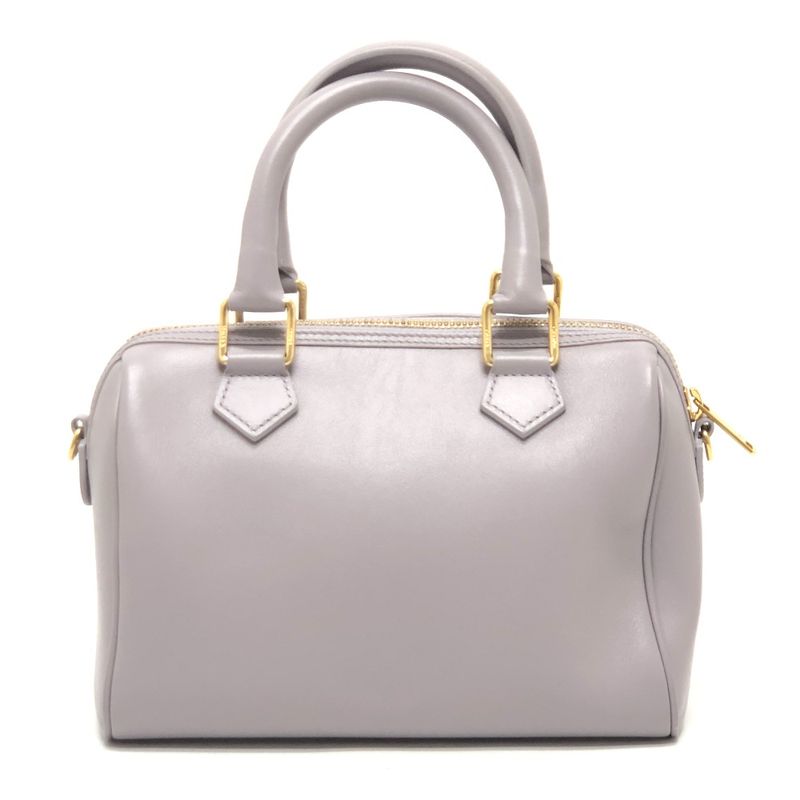 Celine Boston Bag Triomphe Leather Purple