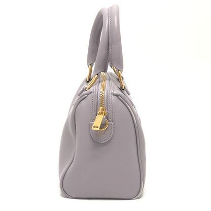 Celine Boston Bag Triomphe Leather Purple