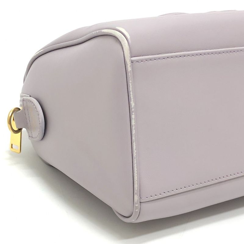 Celine Boston Bag Triomphe Leather Purple
