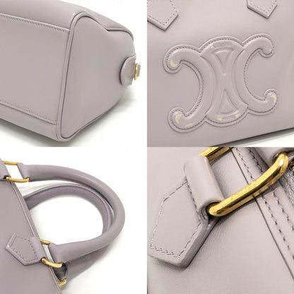 Celine Boston Bag Triomphe Leather Purple