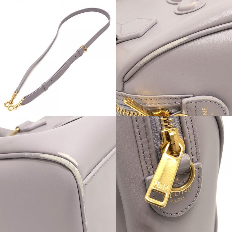 Celine Boston Bag Triomphe Leather Purple