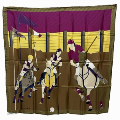 Gucci Scarf Jockey Motif Silk Brown