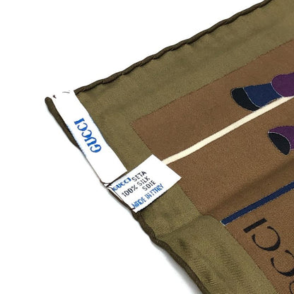 Gucci Scarf Jockey Motif Silk Brown