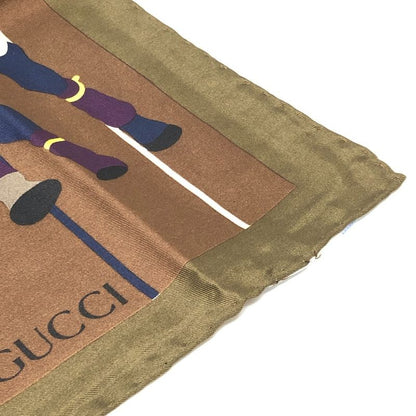 Gucci Scarf Jockey Motif Silk Brown