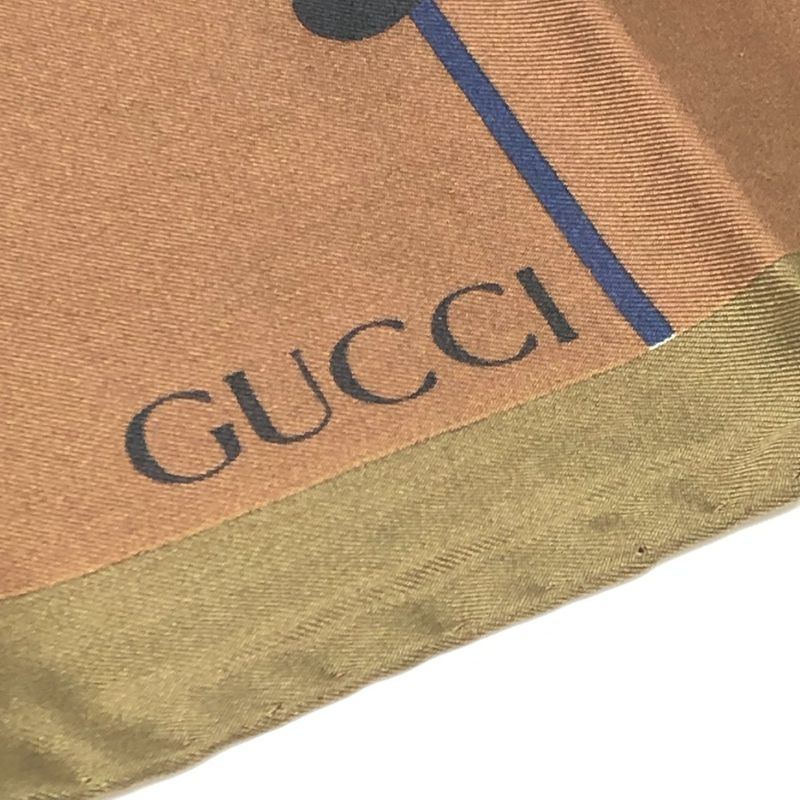 Gucci Scarf Jockey Motif Silk Brown
