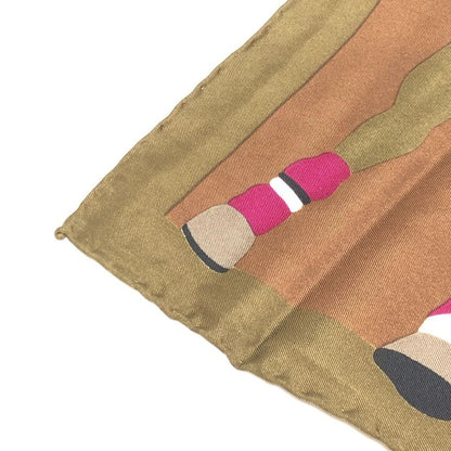 Gucci Scarf Jockey Motif Silk Brown