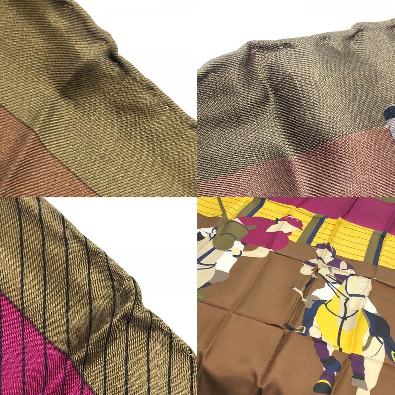Gucci Scarf Jockey Motif Silk Brown