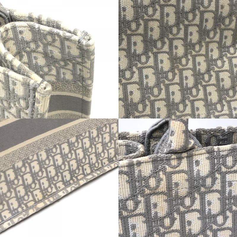 DIOR Tote Bag Book Tote Medium Canvas Gray