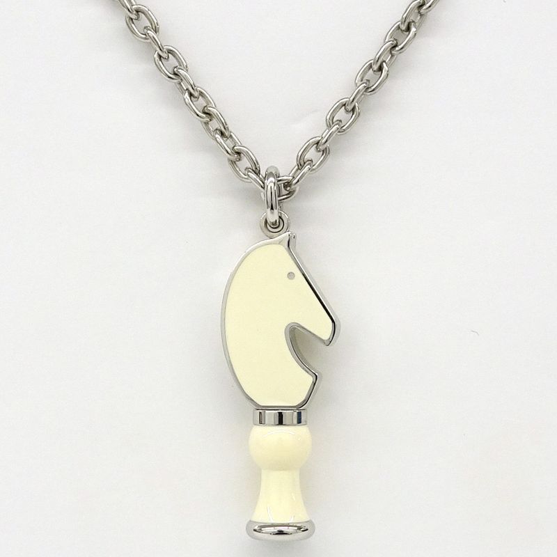 Hermes Necklace Cavalier Metal Silver - SV White Accessories - Women's