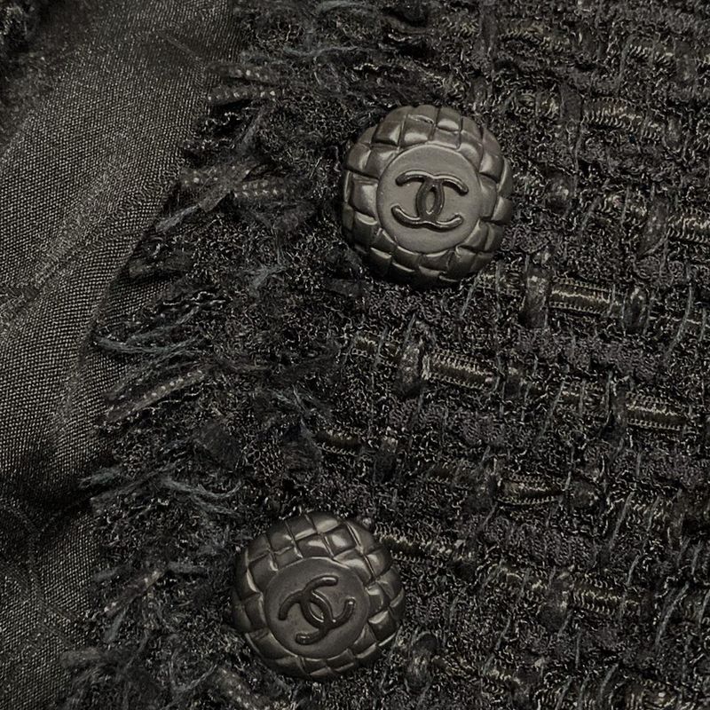 Chanel Jacket Size 40 M Ladies - P27798 Black Long Sleeves Tweed Lamé Coco Mark