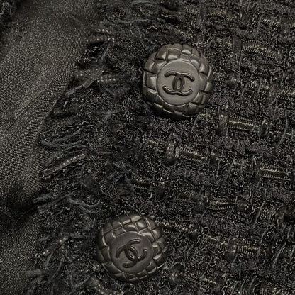 Chanel Jacket Size 40 M Ladies - P27798 Black Long Sleeves Tweed Lamé Coco Mark