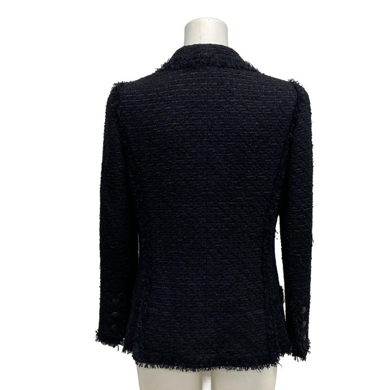 Chanel Jacket Size 40 M Ladies - P27798 Black Long Sleeves Tweed Lamé Coco Mark