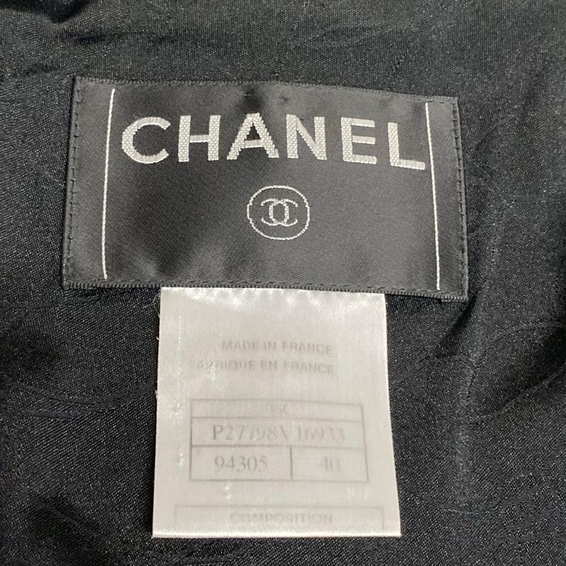 Chanel Jacket Size 40 M Ladies - P27798 Black Long Sleeves Tweed Lamé Coco Mark