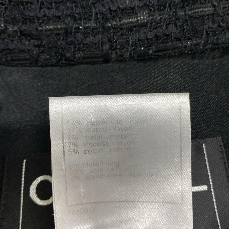 Chanel Jacket Size 40 M Ladies - P27798 Black Long Sleeves Tweed Lamé Coco Mark