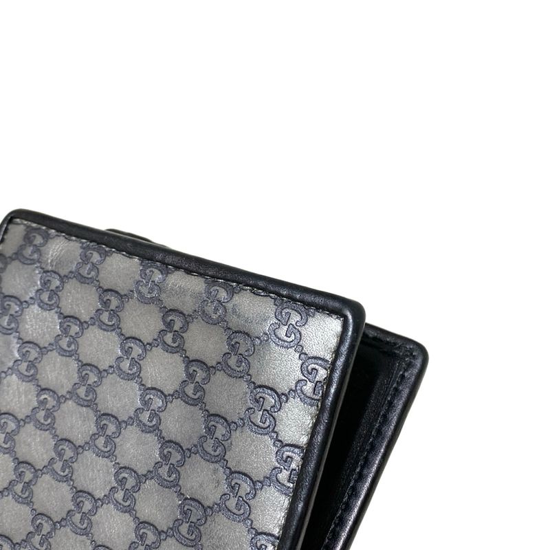 Gucci Billfold Micro Guccissima 256438 Gray And Dark Gray And Black Leather