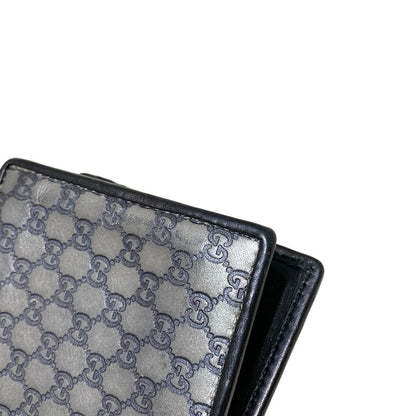 Gucci Billfold Micro Guccissima 256438 Gray And Dark Gray And Black Leather