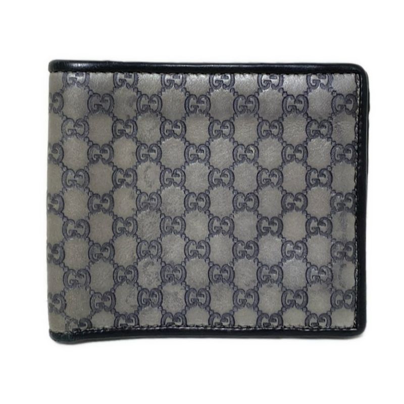 Gucci Billfold Micro Guccissima 256438 Gray And Dark Gray And Black Leather