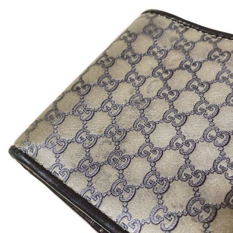 Gucci Billfold Micro Guccissima 256438 Gray And Dark Gray And Black Leather