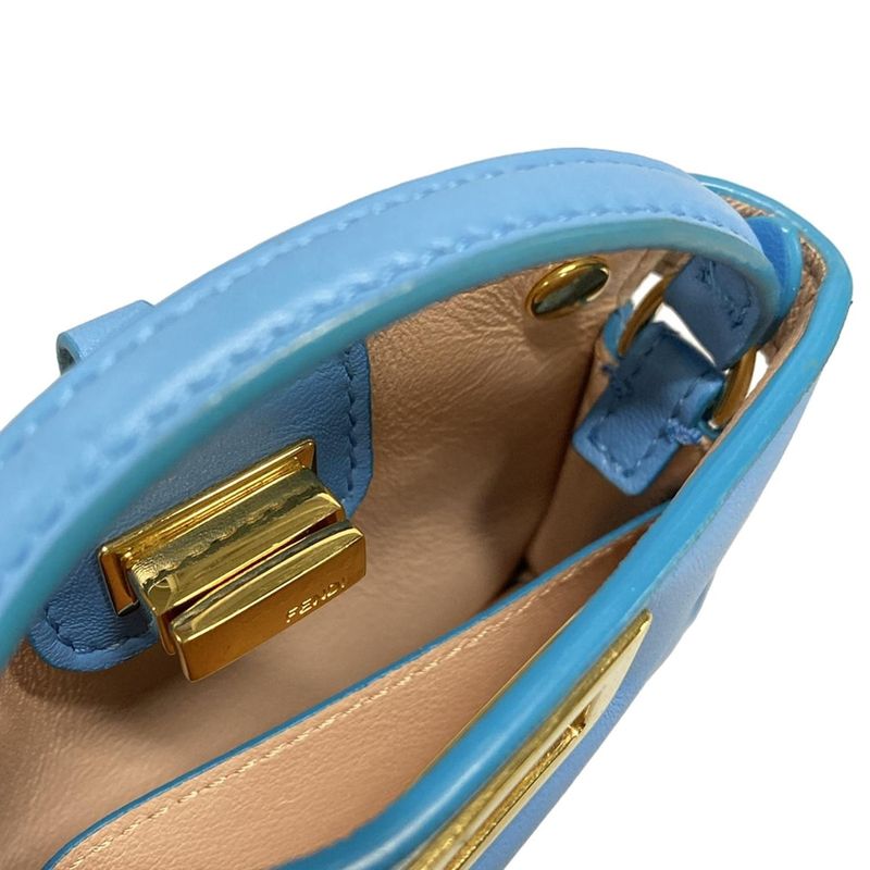 Fendi Handbag Nano Peekaboo 7ar993 Light Blue Mini Size Leather