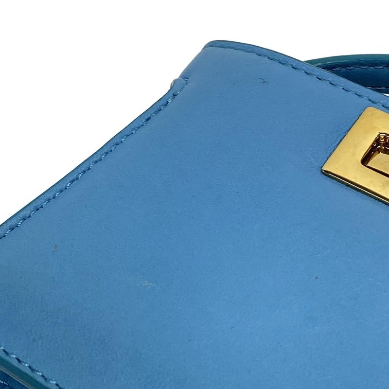 Fendi Handbag Nano Peekaboo 7ar993 Light Blue Mini Size Leather