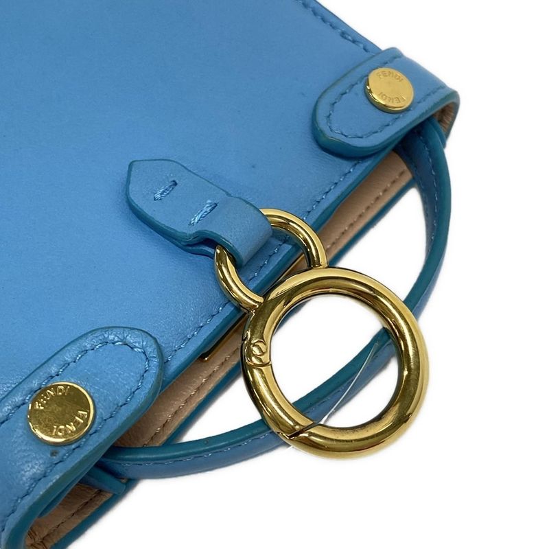 Fendi Handbag Nano Peekaboo 7ar993 Light Blue Mini Size Leather