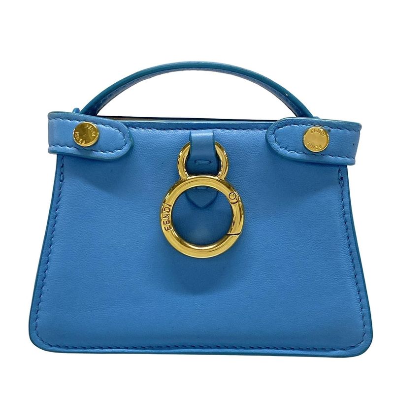 Fendi Handbag Nano Peekaboo 7ar993 Light Blue Mini Size Leather