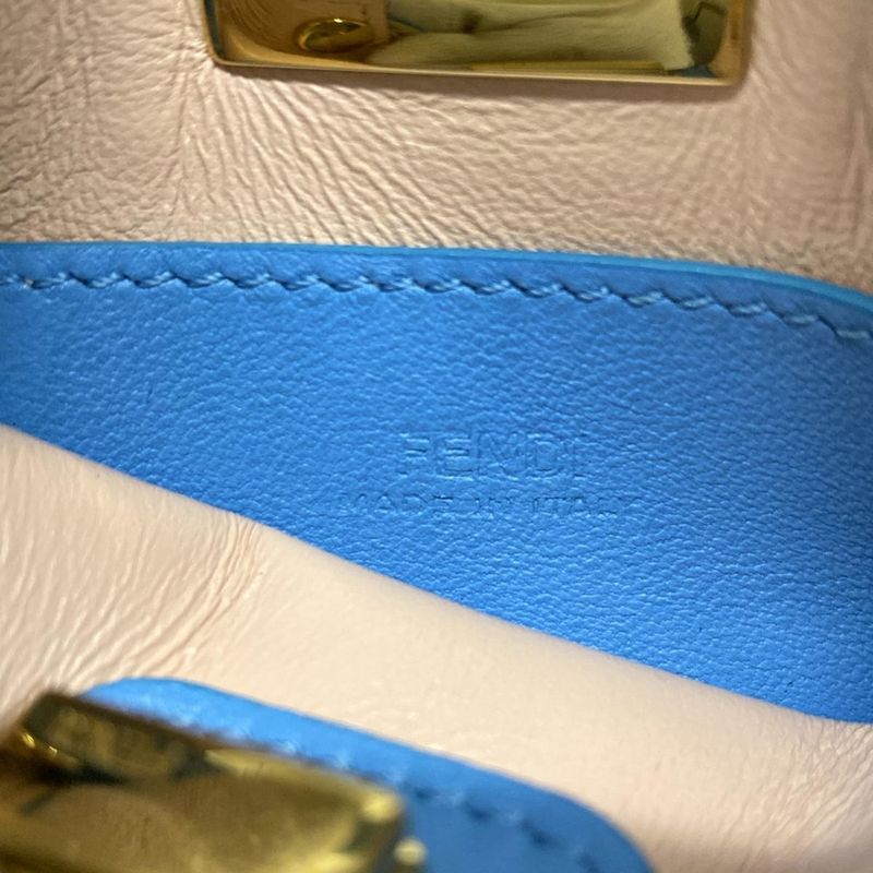Fendi Handbag Nano Peekaboo 7ar993 Light Blue Mini Size Leather