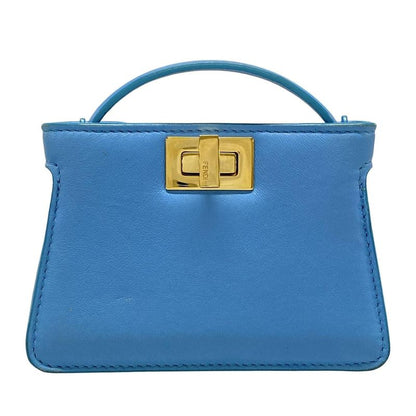 Fendi Handbag Nano Peekaboo 7ar993 Light Blue Mini Size Leather