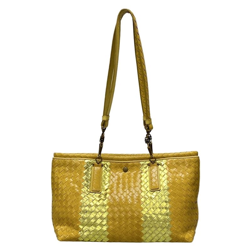 Bottega Veneta Intrecciato 188853 Yellow X Light Green Leather