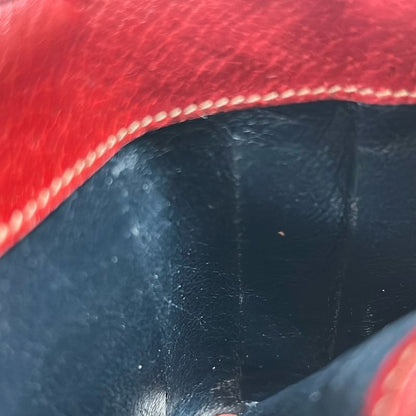 Gucci W Hook Wallet In GG Pattern Navy And Gray Beige And Red Leather