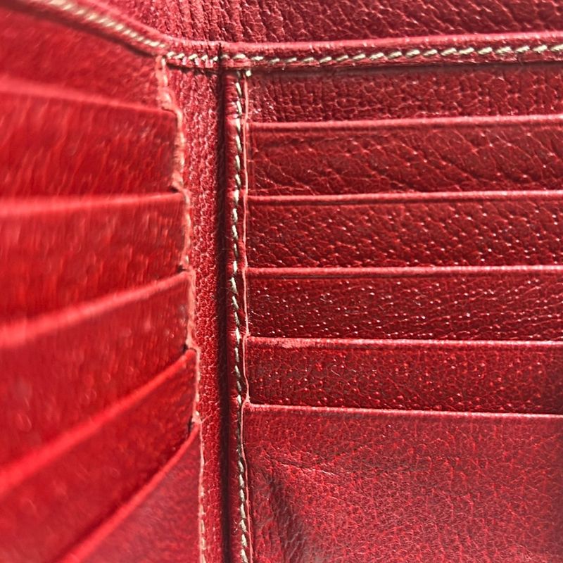 Gucci W Hook Wallet In GG Pattern Navy And Gray Beige And Red Leather